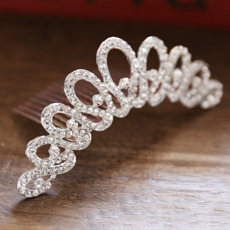 FORSEVEN Mini Silber Farbe Perle Strass Kristall Frauen Mädchen Prinzessin Diadem Hochzeit Haar Kamm Stil Tiara Krone Haar Schmuck