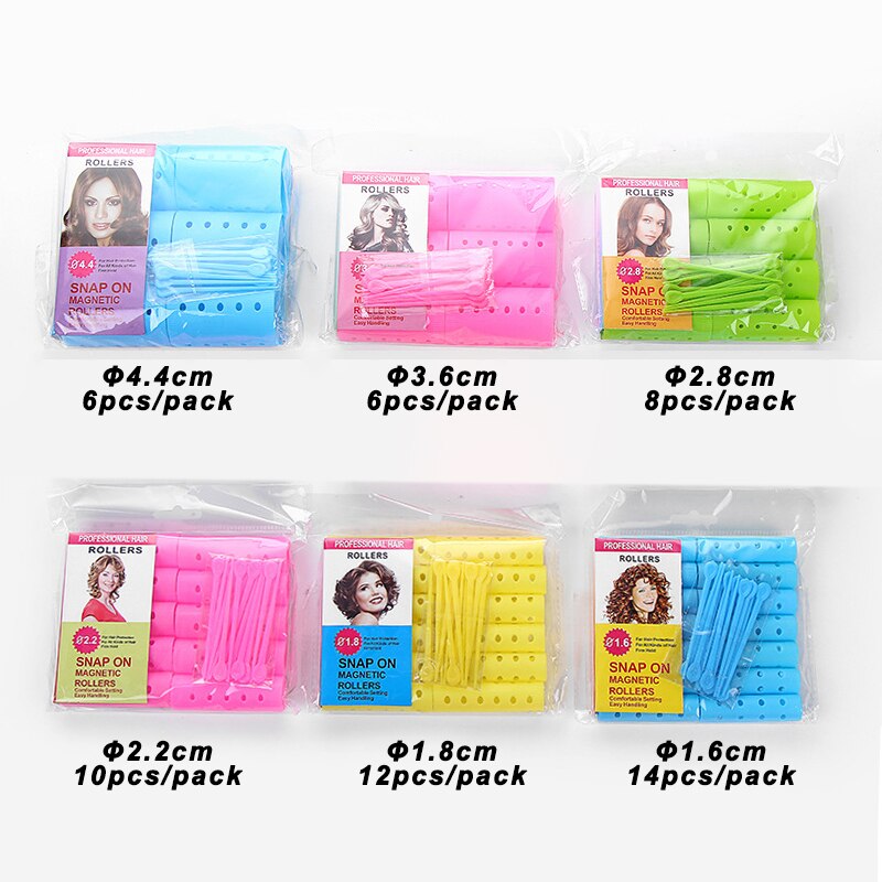 3 Packs/set 44mm Plastic Hair Rollers with Hair Pins Kit Cold Perm Rods Curler Bars Air Bang Clip Curling Fluffy Wavy Maker 1508