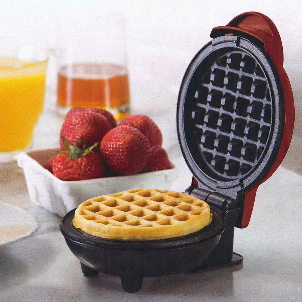 Mini våffelmaskin frukostmaskin non-stick våffelbryggare pannkakor kex pizzor maskin till frukost