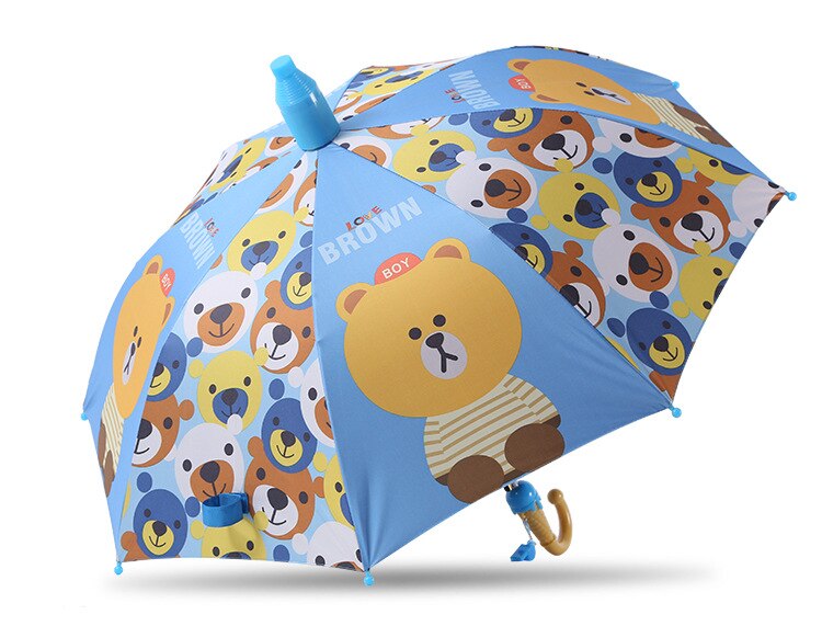 Umbrella Kids Lovely Children Rainbow Umbrellas Semi Automatic Rain Sun Umbrellas Cartoon Unicorn Umbrella: bear