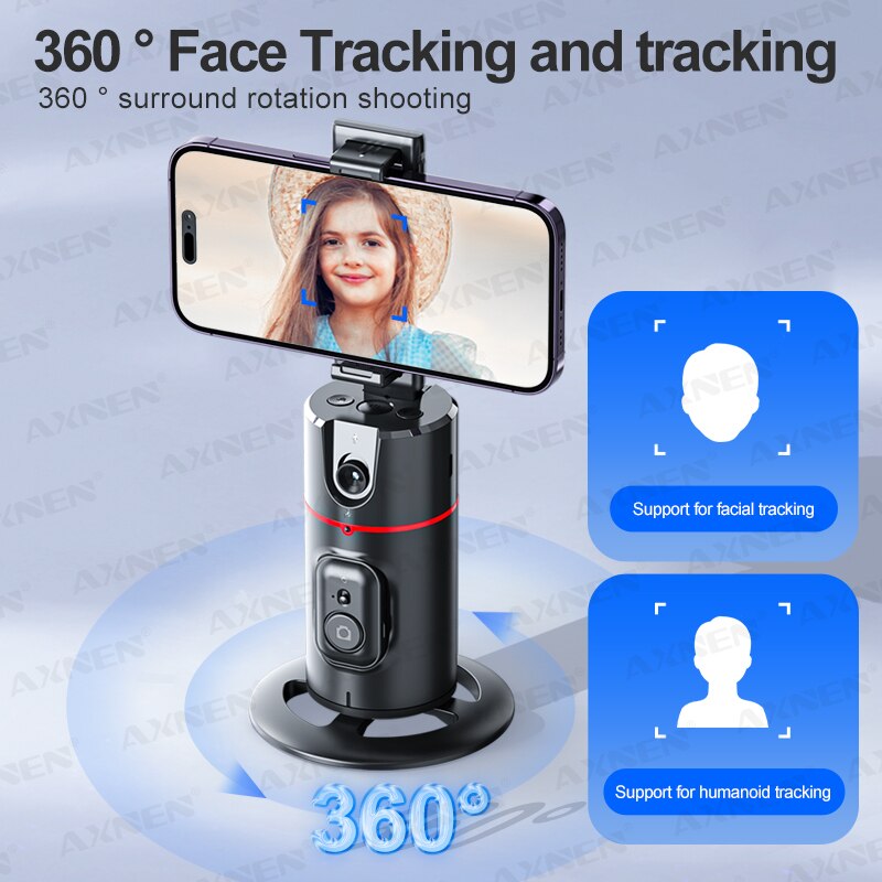 AXNEN P02 360 Rotation Follow-up Gimbal Stabilizer Monopod Desktop Tracking Gimbal with Remote for Phone Tiktok Live Photography