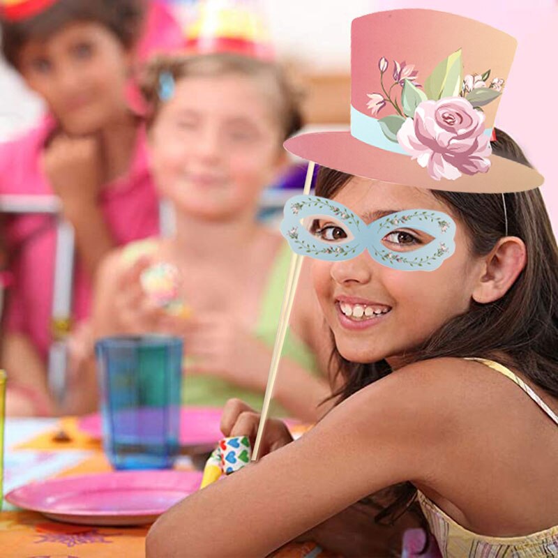 25pcs Funny Tea Party Photo Booth Props Tea Garden Floral Party Decorations DIY Photobooth Photo Props Wedding Party Supplies