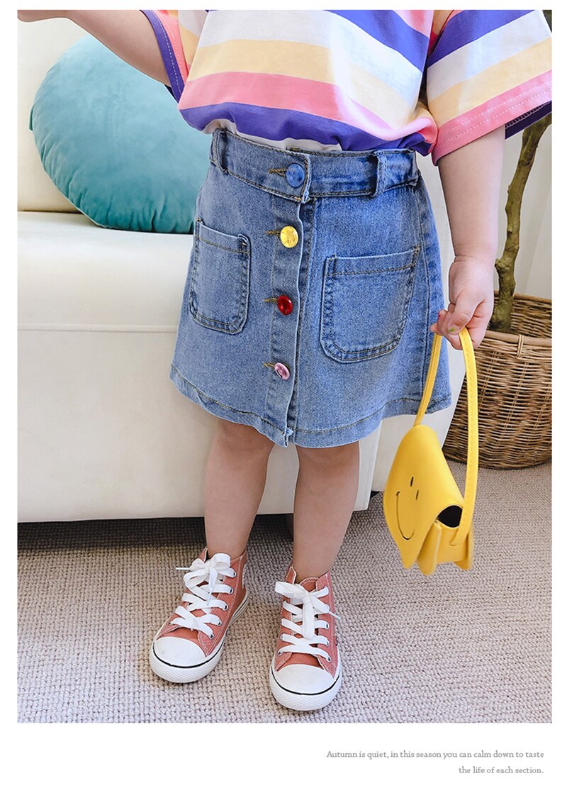 Falda vaquera para niñas, faldas informales con botones de colores, ropa para bebés, 2, 4, 5, 6, 7 y 8 años