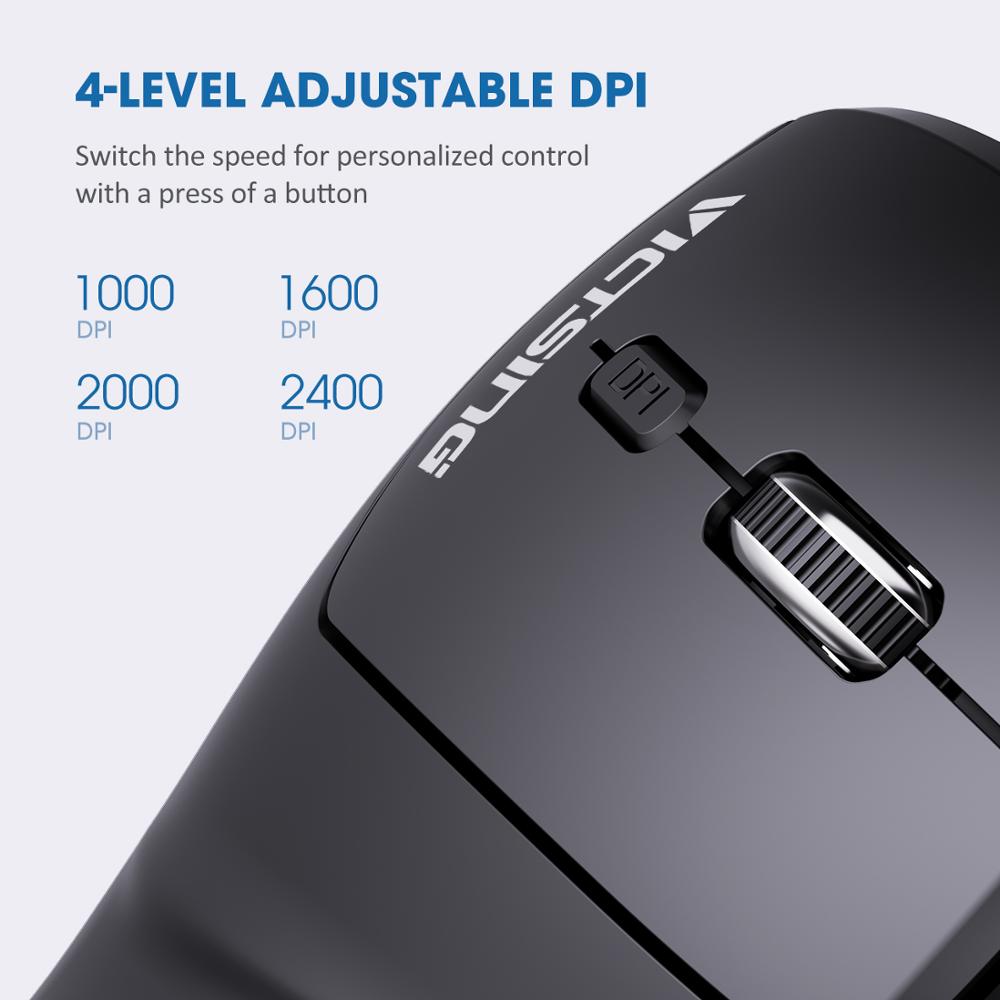 VicTsing PC134 2.4G Wireless Vertical Mouse Ergonomic High Precision Optical Mouse 6 Buttons Adjustable 2400DPI For Computer PC