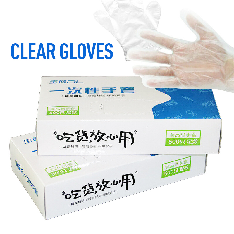 Gants écologiques jetables en plastique, accessoires de cuisine transparents 100/200 pièces/ensemble, pour le nettoyage des aliments,