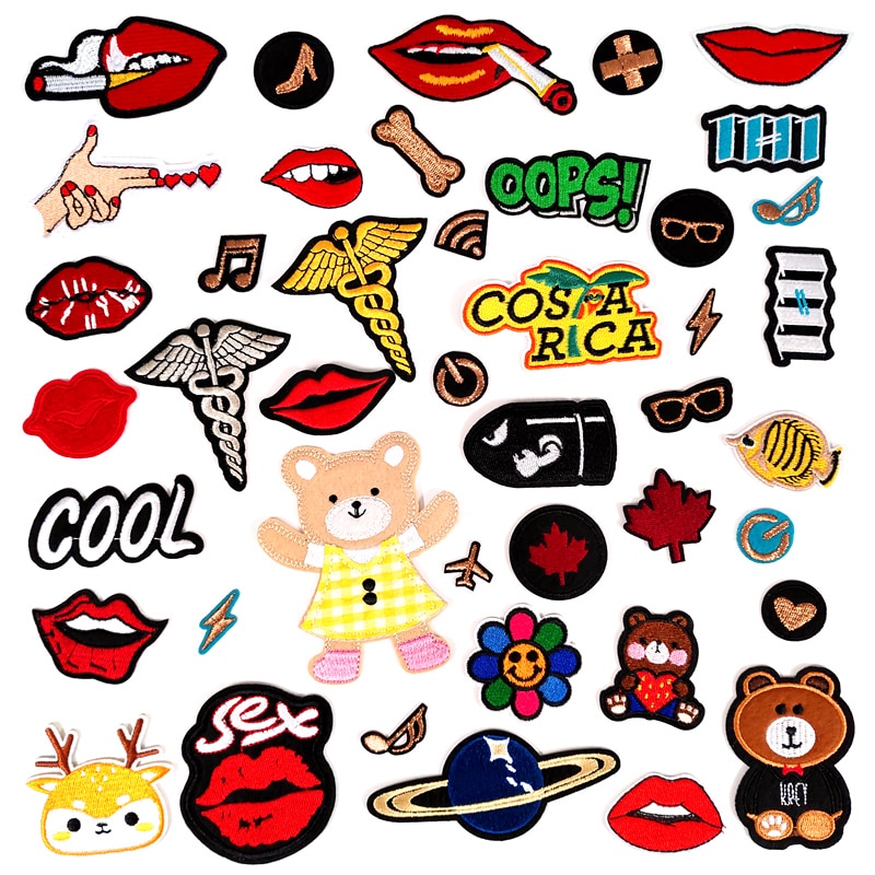 Lippen Kus Cool Patches Borduren Voor T-shirt Opstrijkbare Applicaties Kleding Jeans Stickers Badges OOPS