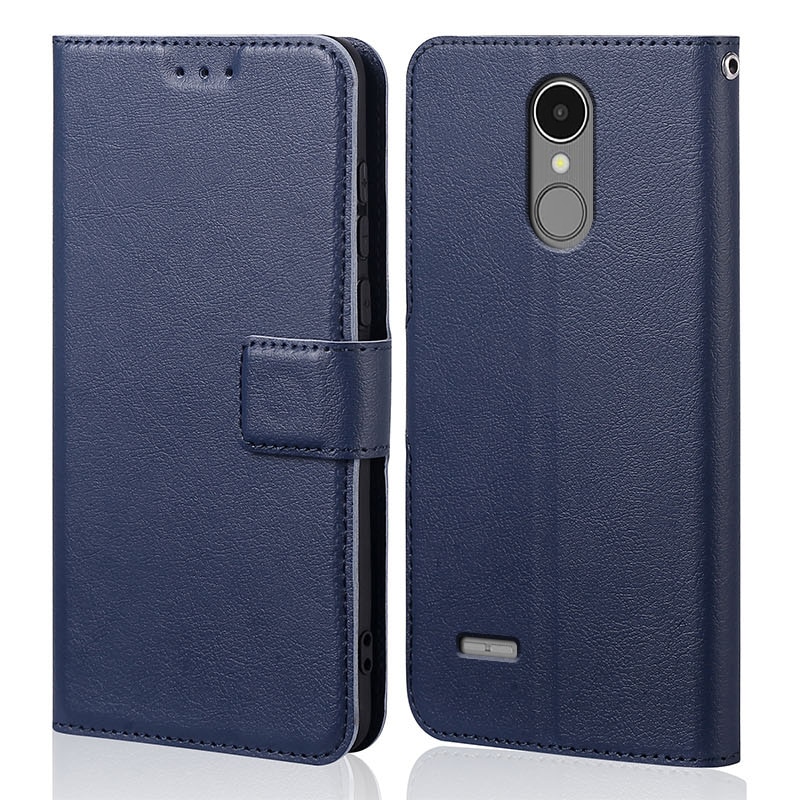 Siliconen Flip Case Voor Lg K8 X240 Luxe Wallet Pu Leer Magnetische Telefoon Zakken Gevallen Voor Lg K8 x240 Met Kaarthouder: Navy