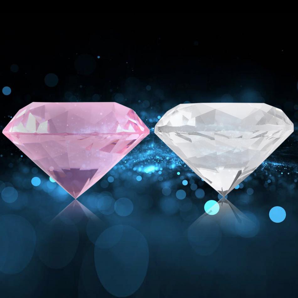 1pcs/2pcs Transparent Pink Diamond Nail Art Display 60mm Glass Crystal Hand Model Shoot Ornament DIY Salon Manicure Accessories