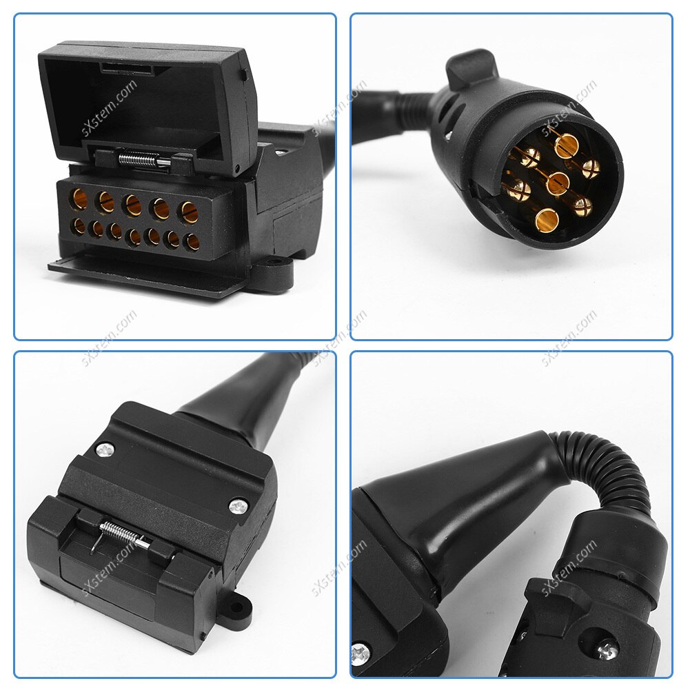 CAR Trailer Adaptor Plug- 7 Pin round Male Plug to 12 Pin Female Flat Caravan