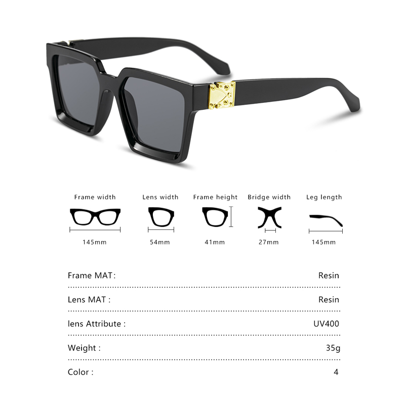 Firkantede solbriller for kvinner/menn merkevaresolbriller for menn kvinner vintage briller  uv400 beskyttelsesbriller gafas de sol