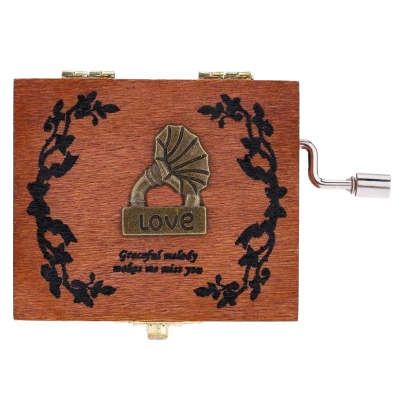 Exquisite Retro Wooden Musical Box Hand Crank Melody