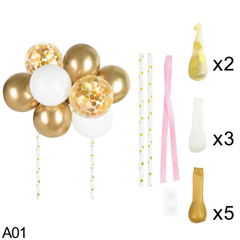 10pcs 5inch Balloon Cake Insert DIY Polka Dot Sequin Cake Flags Accessories Baby Shower Wedding Birthday Party Supply: A01