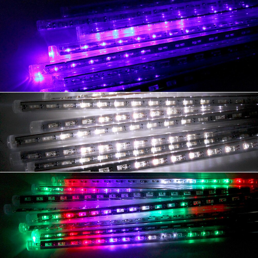 ICOCO 8 Uds 30cm LED lluvia de meteoros luces de tubo de lluvia decoración para paisajismo al aire libre guirnalda de luz 18 SMD lámpara de camino de árbol de hadas Navidad