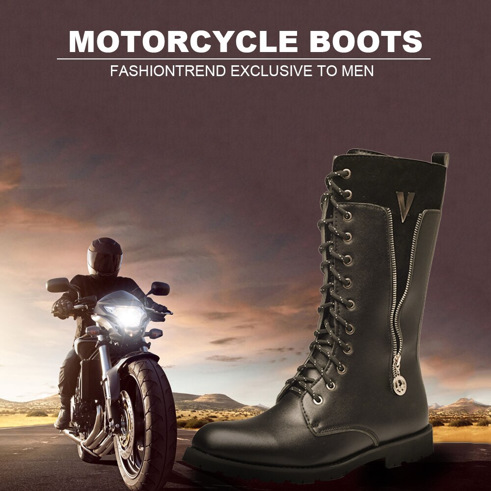 Motorlaarzen Retro Motocross Laarzen motorfiets Laarzen Riding Punk PU Leer Martin Schoenen Zwart Botas voor Mannen