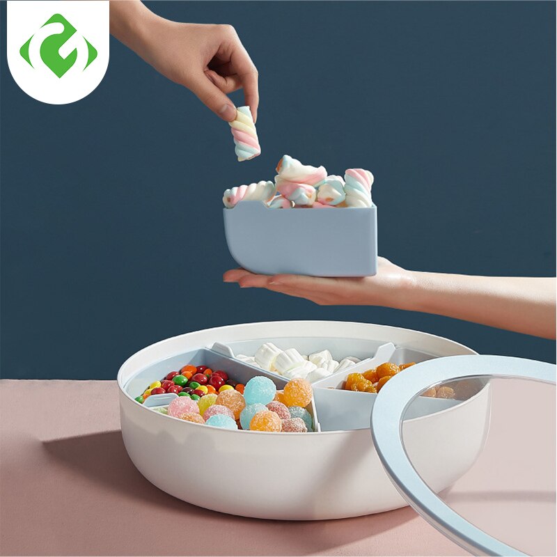 Plastic Lazy Fruit Dish Snack Box Candy Tray Food Storage Box Wedding Candy Plates Dried Fruit Organizer Combination Storage