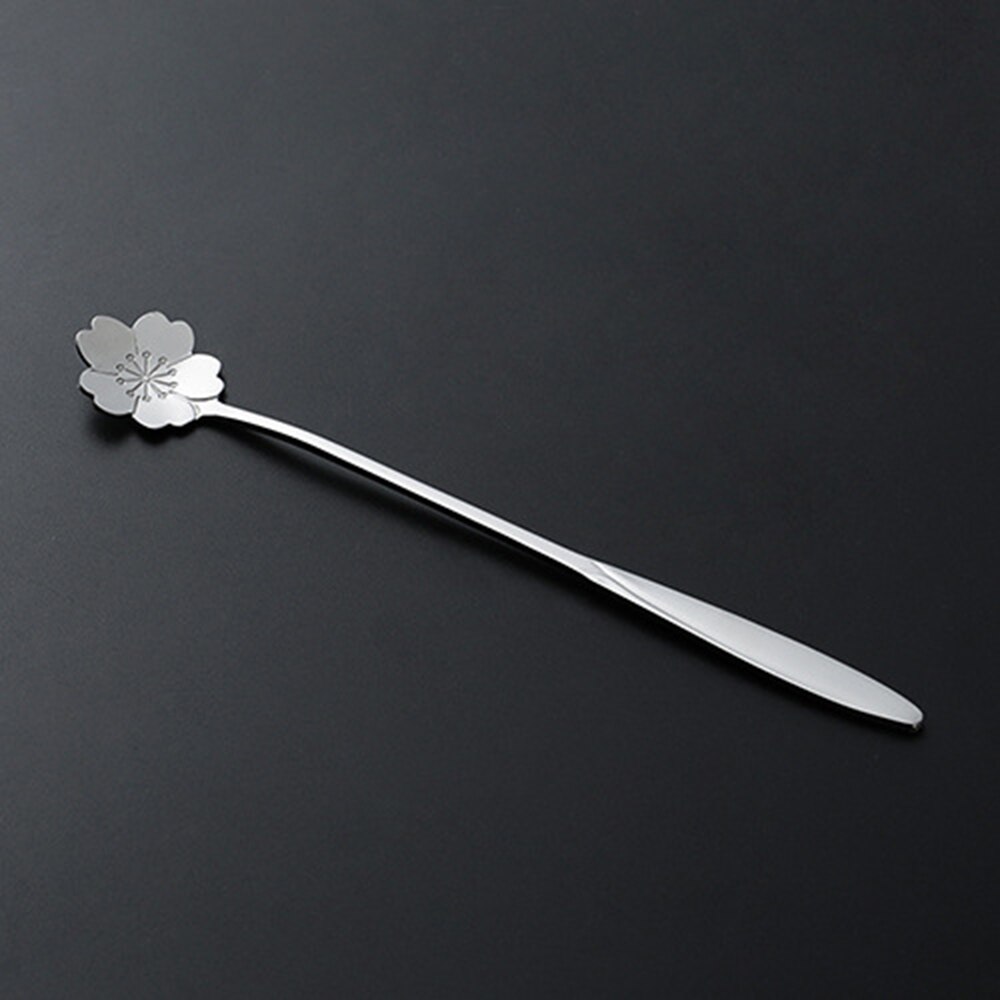 Tea Coffee Mixing Spoon Gold Spoon Long Handle Dessert Stainless Steel Vintage Teaspoons Drink Tableware Flowers 1PCS: B