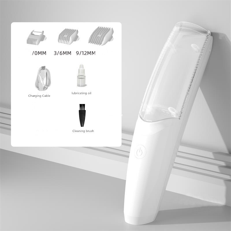 WEIDZ USB Rechargeable électrique tondeuse à cheveux pour enfants adultes silencieux automatique cheveux aspiration salle de bain tondeuse IPX7 étanche: WHITE