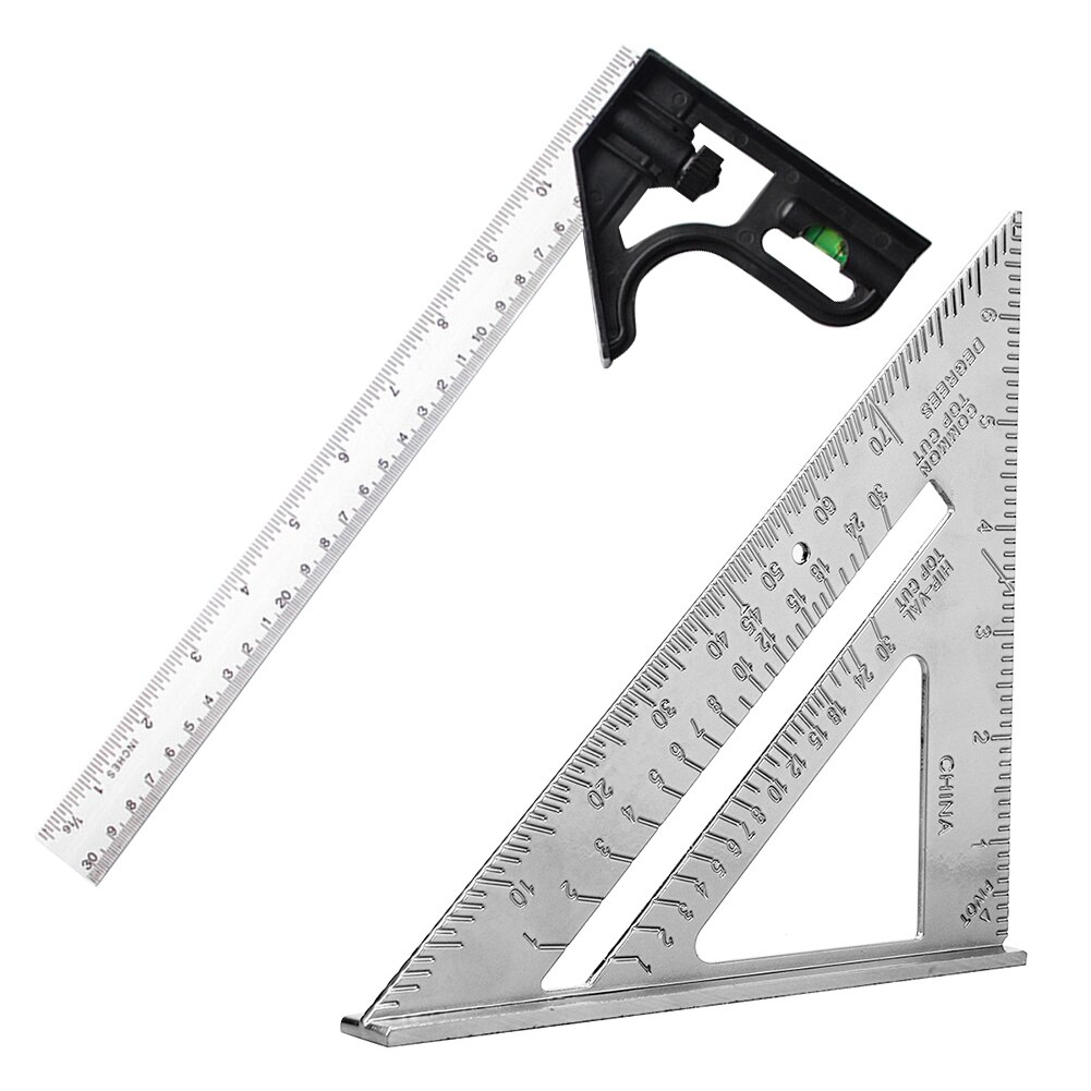 7 pouces carré règle travail du bois outil de mesure Triangle règle en alliage d'aluminium pièces légères jaugeage enquête