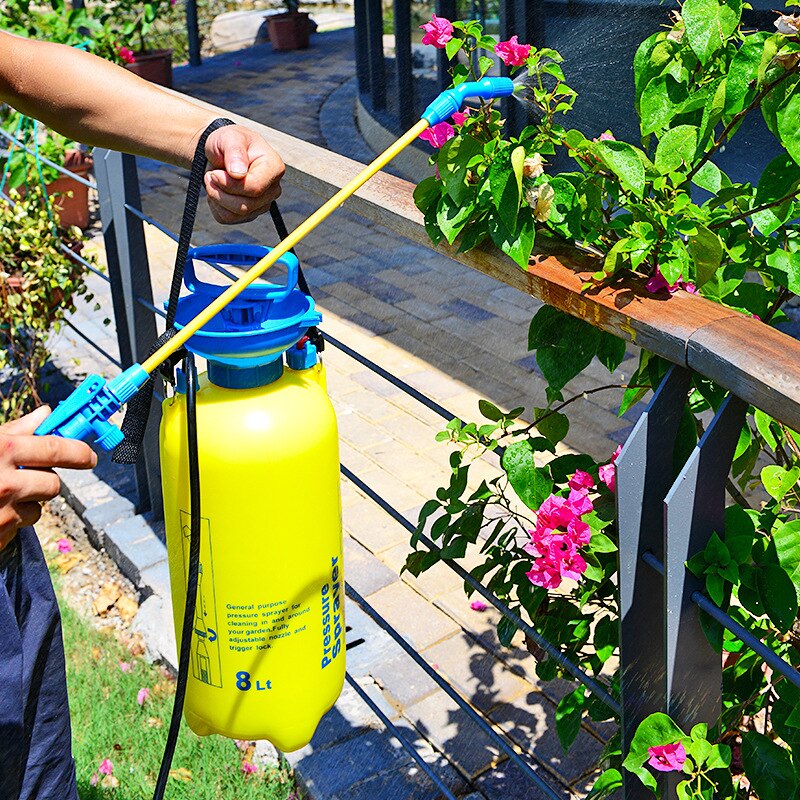 5-8L Portable Outdoor Garden Pressure Sprayer Tree Flower Manual Watering Can With Spraying Adjustable Nozzle