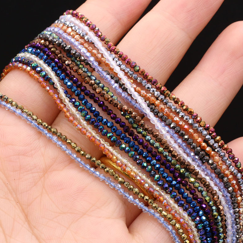 5 strenge naturstenperler belagt farve facetslebet krystal stione spacer løse perler armbånd gør-det-selv smykkefremstilling halskæde 2/3mm