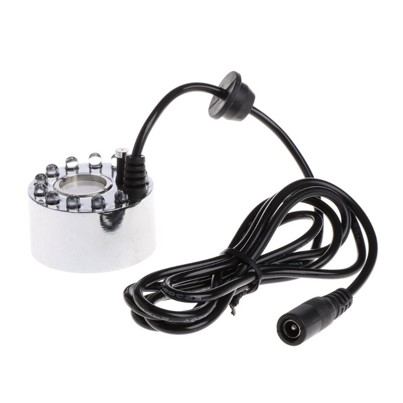 Nebulizador ultrasónico de luz colorida, fuente de agua, decoración de estanque, 12 LED,