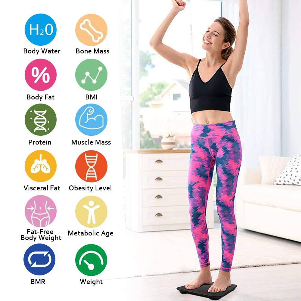 Body Fat Scale Smart Wireless Digital Bathroom Weight Scale Body Composition Analyzer With Smartphone App Bluetooth 4.0