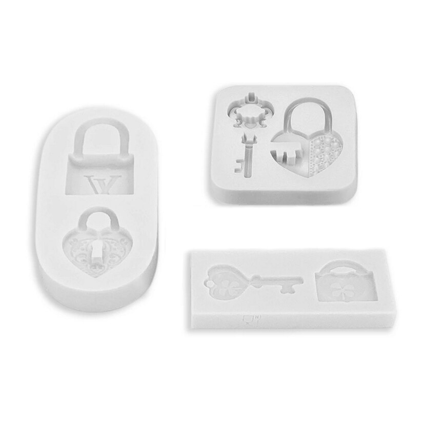 Loving Heart Lock Key Siliconen Sugarcraft Mold Cupcake Chocolade Bakvorm Fondant Cake Decorating Gereedschap