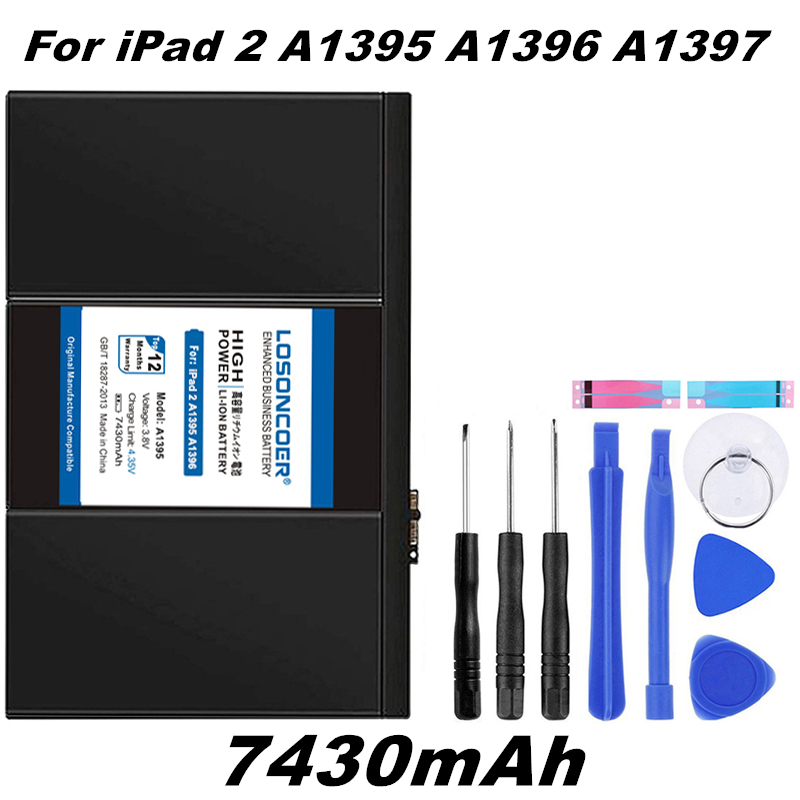 Losoncoer 7430 Mah A1395 Batterij Voor IPad2 Ipad 2 A1395 A1396 A1397 A1376 A1316 Batterij Vervanging Bateria + Gratis Tools