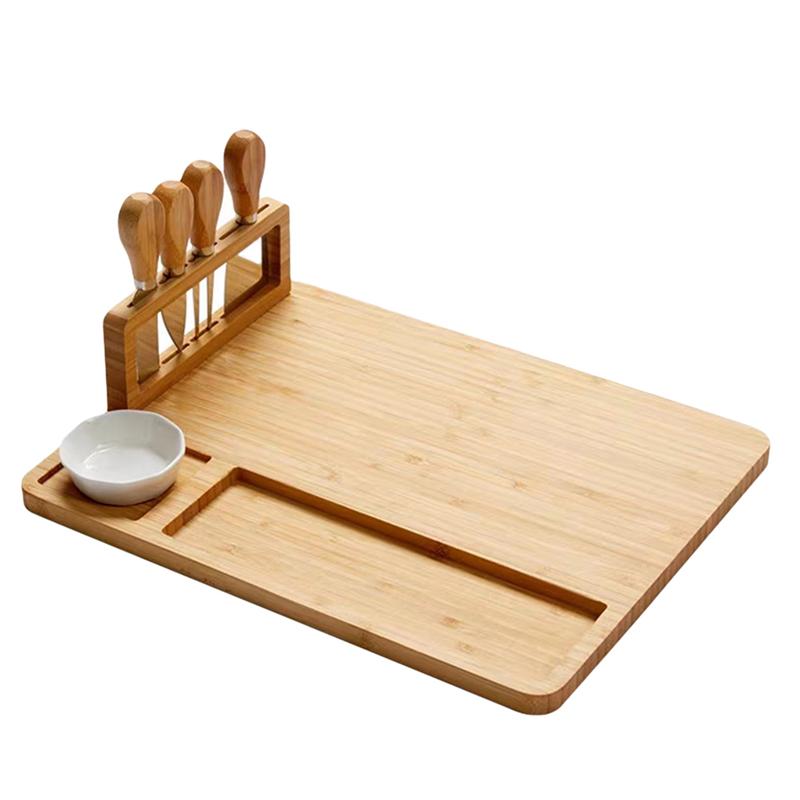 Bamboo Cheese Board Cutter Set Slide-Out Drawer Serving Platter Tray Cutting Board For Cheese Fruit Dessert Kitchen Accessories: E