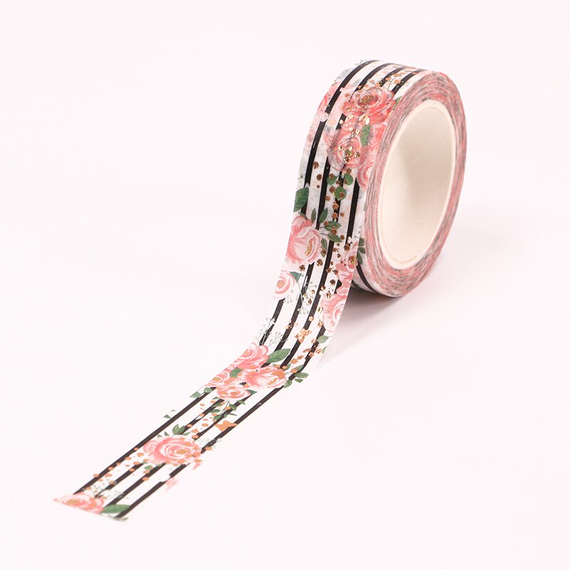 10 Stks/partij 15Mm * 10M Folie Roze Rose Decoratieve Washi Tape Scrapbooking Afplakband Office Supply Masker washi Tape