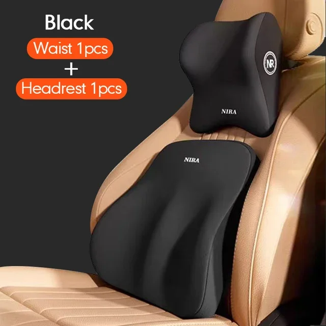 Traagschuim Auto Universele Hoofdsteun Lendenkussen Rugkussen Lendenkussen Auto Comfort Nekkussen Auto Algemene Accessoires: Black
