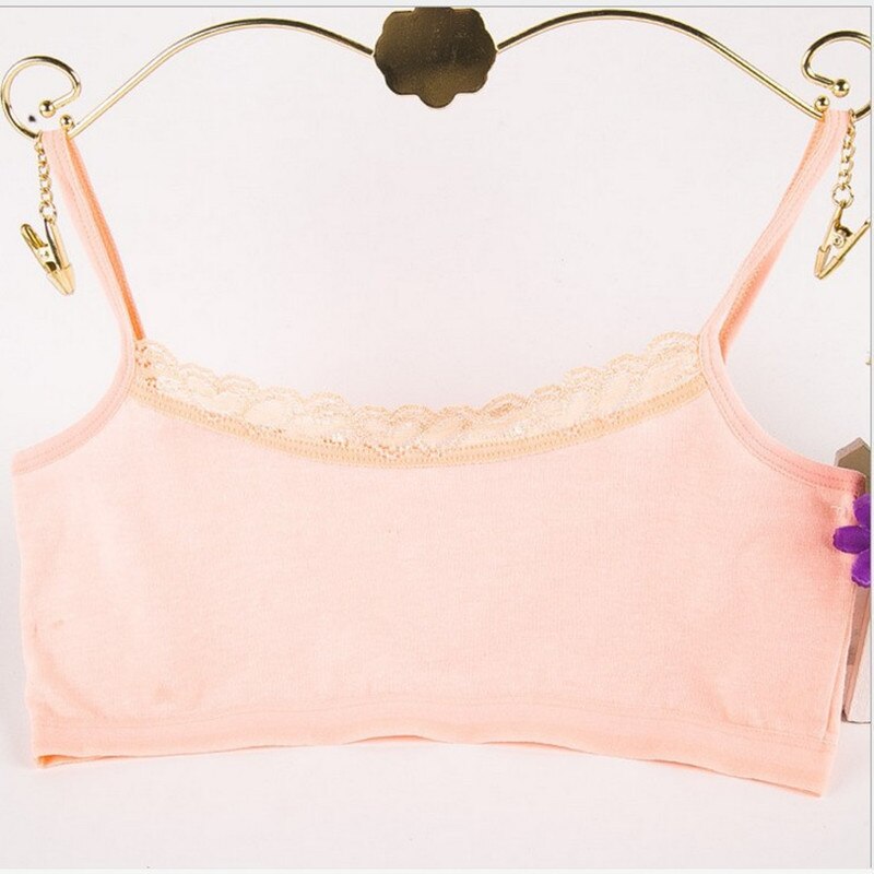 5pcs/lot Young Girls Students Bra Solid Cotton Purbery Children Lace Underwear Kids Vest Bras Teenage Underclothes