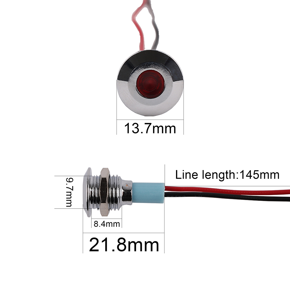 Led Metalen Lampje 10Mm Waterdichte Power Signaal Lamp 3V 5V 6V 12V 24V 220V Andere Rood Geel Blauw Groen Wit