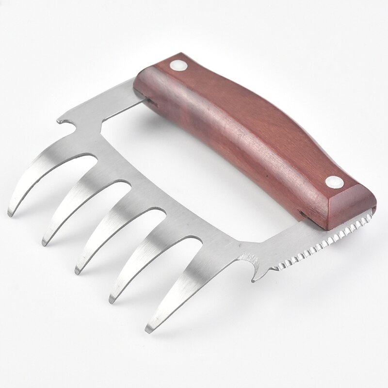 Meat Shredder Claws Multifunctional BBQ Meat Cutter Stainless Steel Wooden Handle Bear Claws Turkey Chicken Claws for Shredding