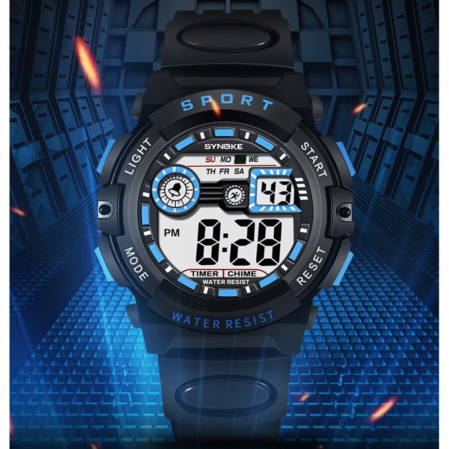 Synoke Mannen Student Beweging Digitaal Horloge Waterdicht Valbestendig En Schokbestendig Multifunctioneel Sporthorloge Jongen Lichtgevend