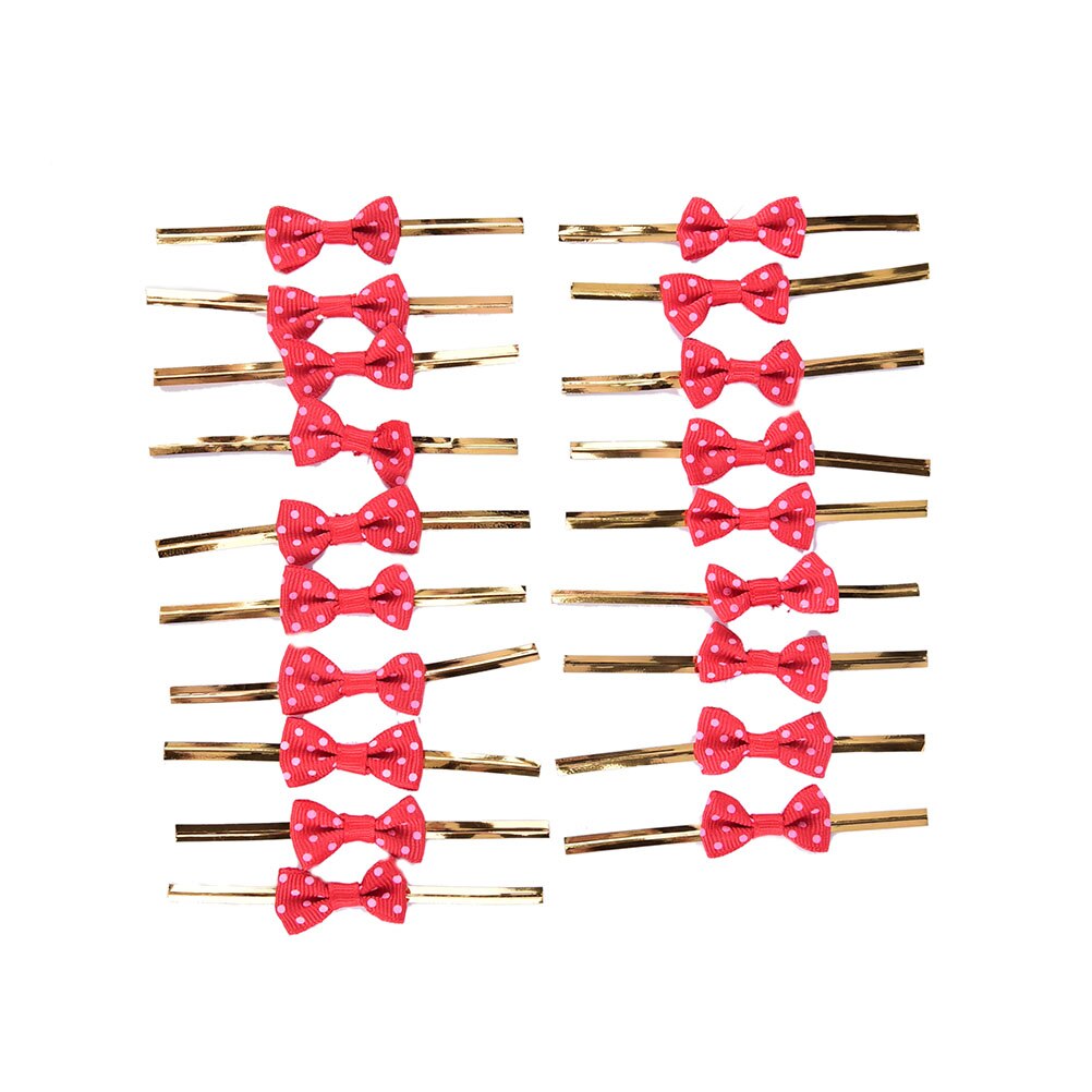 20 stk polkaprikkede slips til slikkage metallisk twist wire binde sløjfe kagepose indpakning gør-det-selv bryllupsfest dekoration: Rød