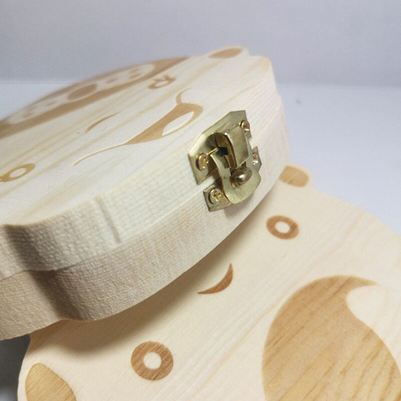 Caja de madera para guardar dientes de leche de bebé, organizador de Lanugo, Umbilical, para recuerdos, inglés, español, francés, ruso, portugués