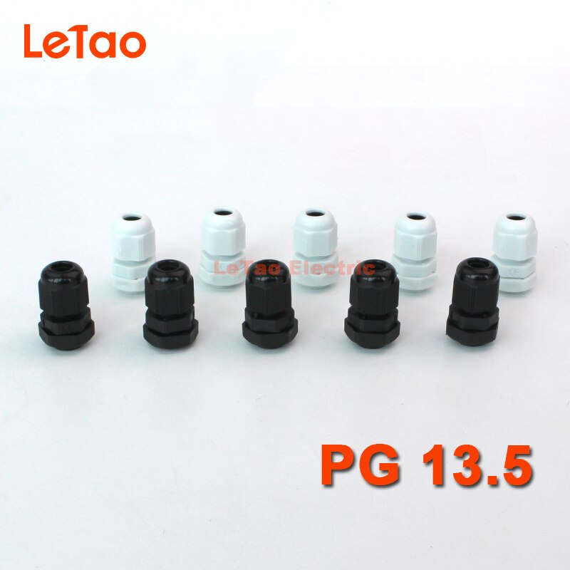 10pcs/lot PG13.5 Nylon Waterproof cable gland plastic connector IP68 threaded entry electrical joint Black White for 6-12mm
