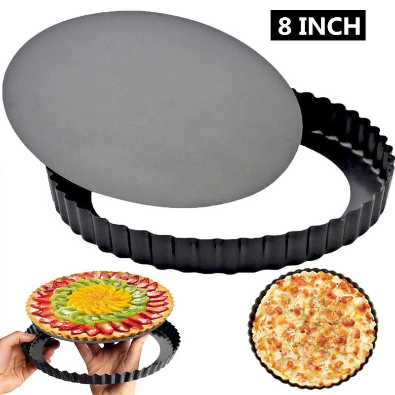 8 Inch Non-stick Ronde Losse Bodem Quiche Pan Verwijderbare Ei Taart Cakevorm Pie Pan Pizza Pan Plaat lade Bakken Tools