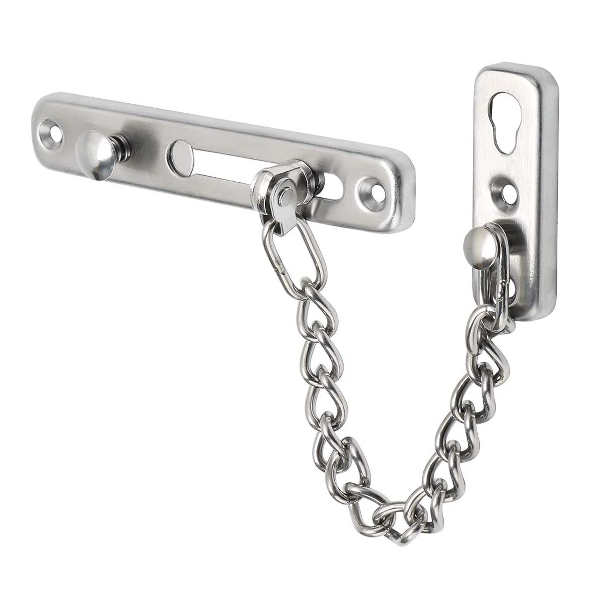 Chain Door Guard with Spring Anti-theft Press Lock, Stainless Steel Security Door Chain Lock: A