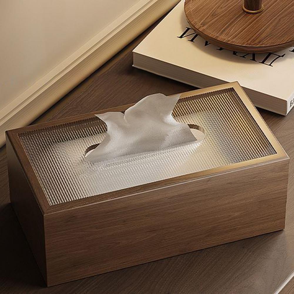 Houten Tissue Box Houder - Chinese Stijl - Desktop Organizer met Acryl Deksel