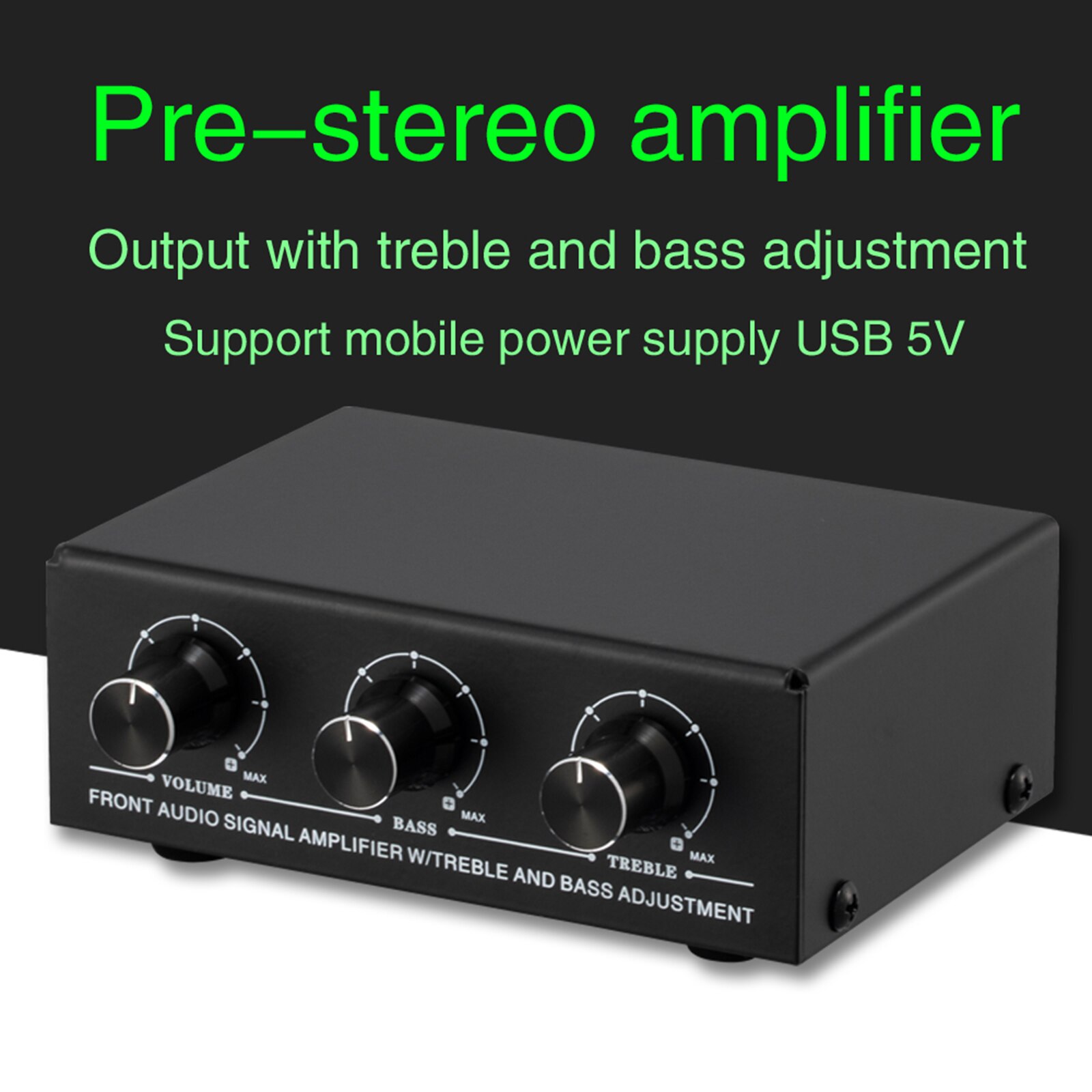 Stereo Sound Amplifier Headphone Speaker Amplifier Booster with Reverb Treble and[Low Bass Adjustment 2-Way Mix