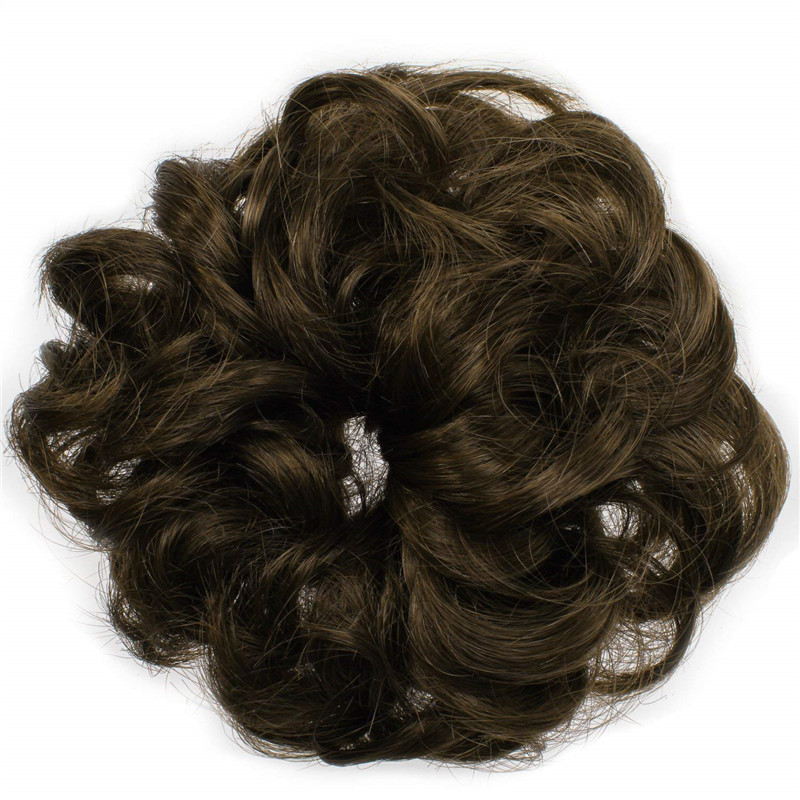 BESTUNG-moño de pelo rizado con banda de goma para mujer, pelo sintético ondulado, peluquín con forma de dona: #8