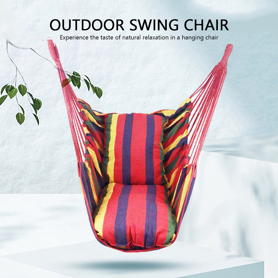 Hammock Portable Beach Chair Hanging Rope Chair Swing Chair Seat for Adults Kids Garden Hammock with Support Indoor Outdoor