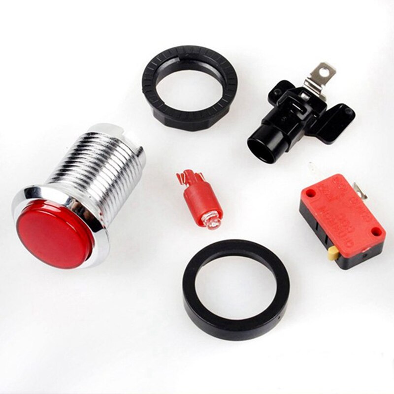 Arkade DIY Bausatz Teil 2X 8 Weg Joystick + 16X LED Beleuchtet drücken Tasten + 2 Spieler + Münze Für Himbeere Pi 3B Modell