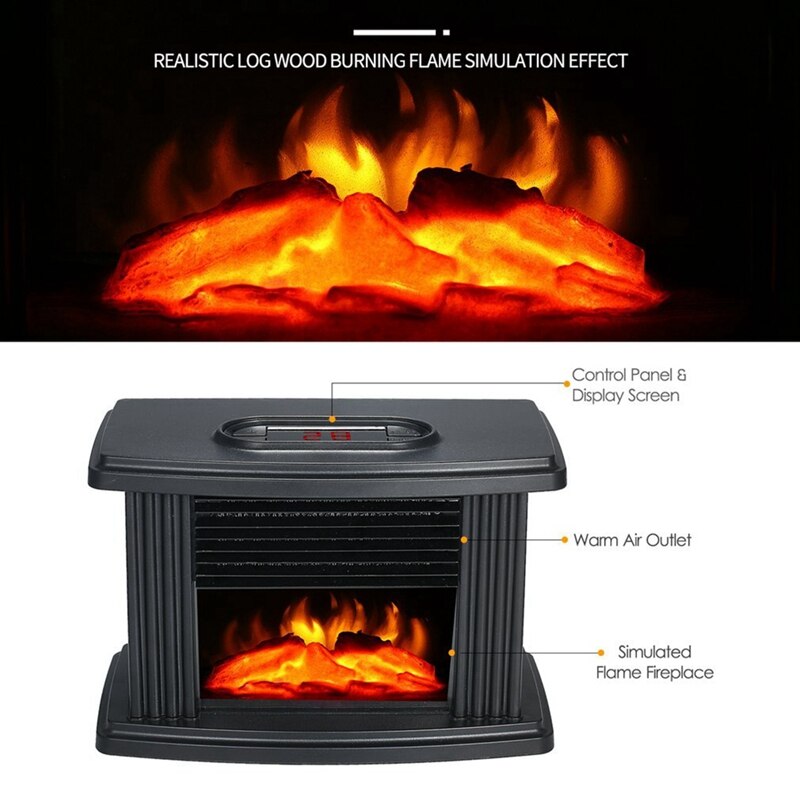 1000W Electric Fireplace Heater With Remote Control Fireplace Electric Flame Decoration Portable Space Heater