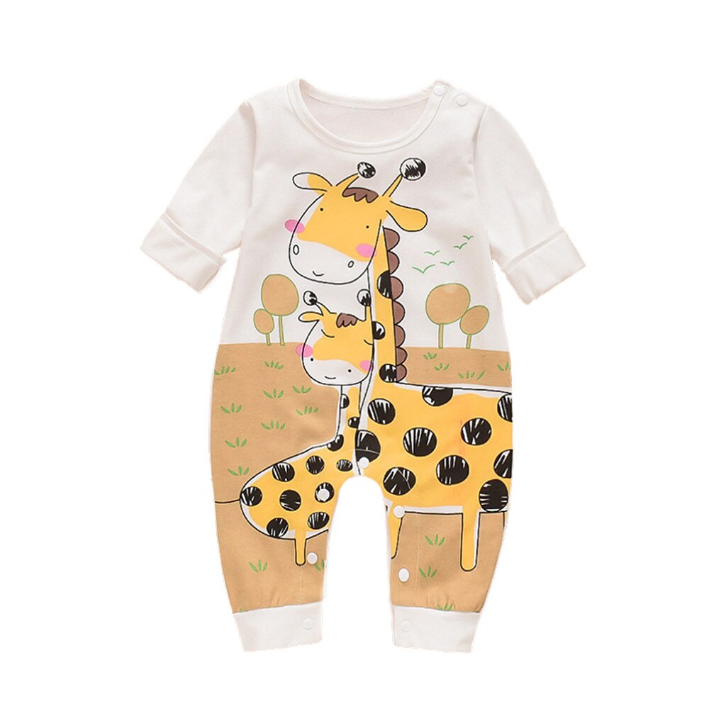 Mono con estampado de dibujos animados para bebé, niño y niña, Pelele de manga larga con dibujo de jirafa, conjunto de ropa de otoño, ropa para bebé niña: 3-6 Months