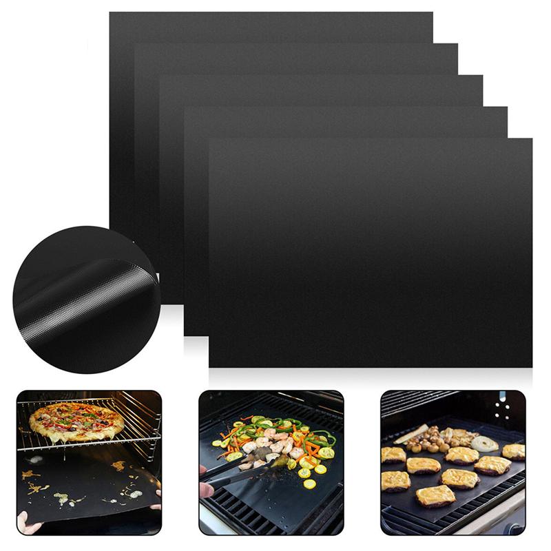 BBQ Oven Grill Mat Heat Resistant Non-Stick BBQ Grill Sheet Oven Pan Liners Baking Pad Mat (Black)