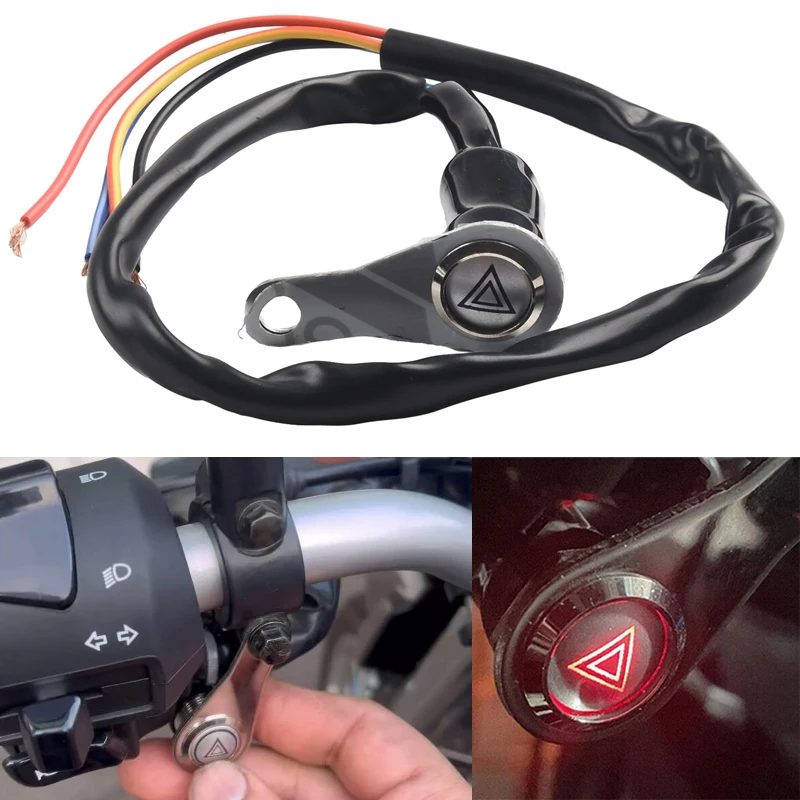 Interruttore a pulsante di svolta per moto in poi + spento Supporto per manubrio Pulsante Controllo luce da lavoro per parti fendinebbia fari 12V portato rosso