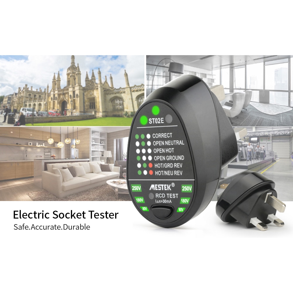 Practical Backlight Display RCD Electric Socket Tester Earth Wire Tester Wide Range of Applications